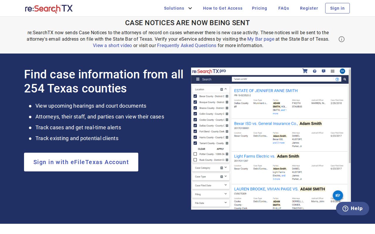 Brown County docket search through re SearchTX
