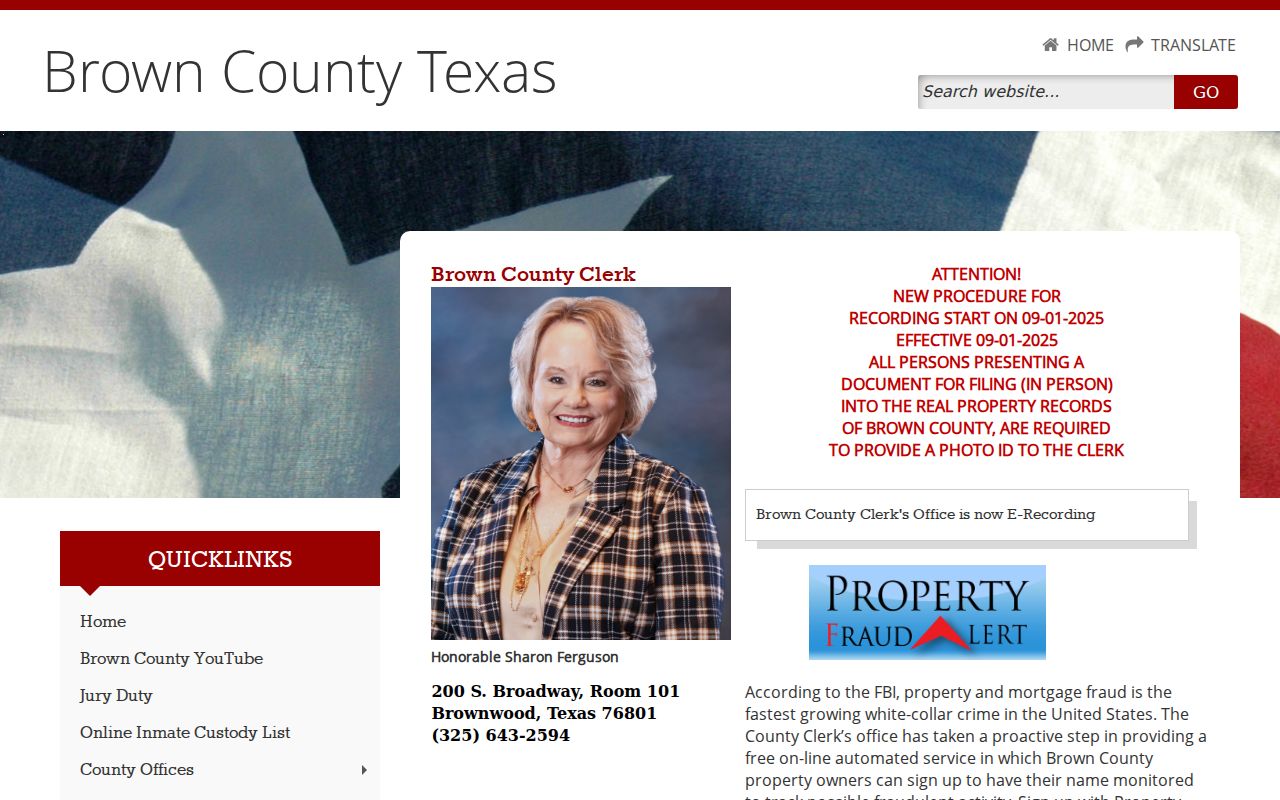 Brown County court case records County Clerk page